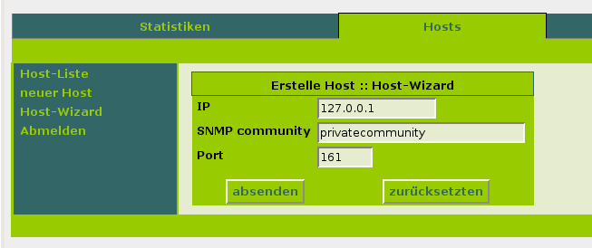 Host-Wizard Eingabemaske