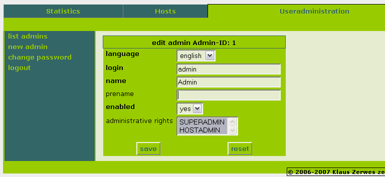 Admin Form